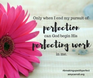 Only when I end my pursuit of perfection can God begin His perfecting work in me.[5]